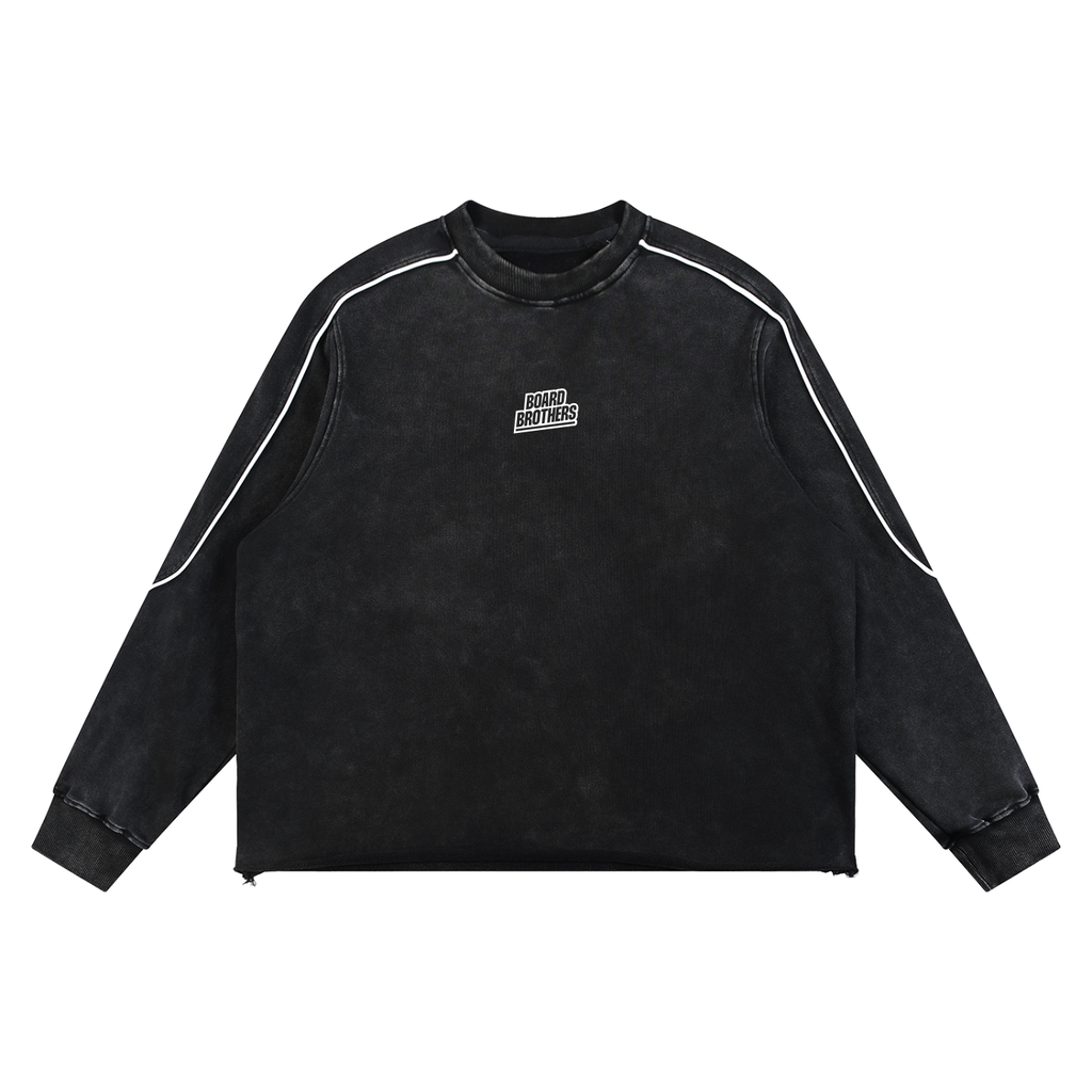 BB Unisex Mineral Wash Piping Raw Hem Sweatshirt